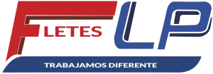 Logo conformado por una F en rojo de grosor elevado, y las letras "letes" y luego LP en azul , con un subrayado azul que contiene dentro la frase "Trabajamos diferente" en color blanco.